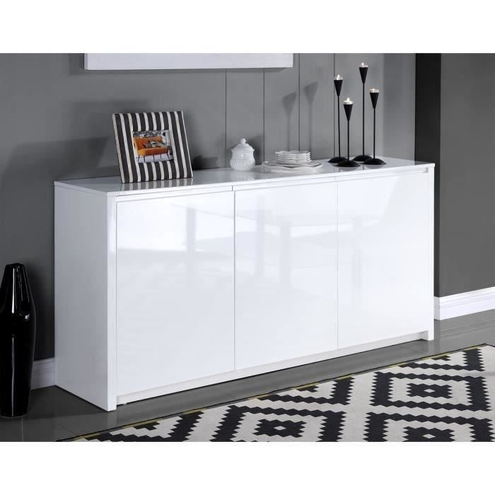 POLARIS Buffet contemporain laqué blanc brillant - L 160 cm